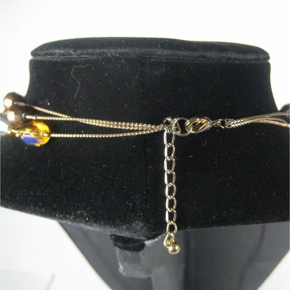 Floating Multi-strand Necklace 18  Inch Glass Iridescent Beaded Strand Jewelry - Picture 5 of 5